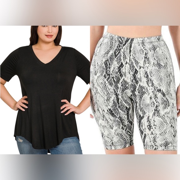 Black Microfiber Snakeskin Biker Set - Picture 3 of 3